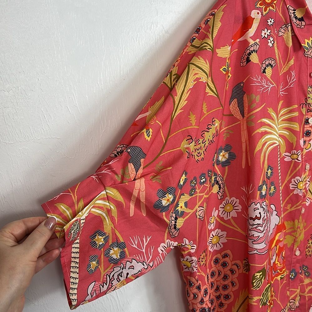 Women's Pink Floral Button-Down Shirt - Picture 3 of 7